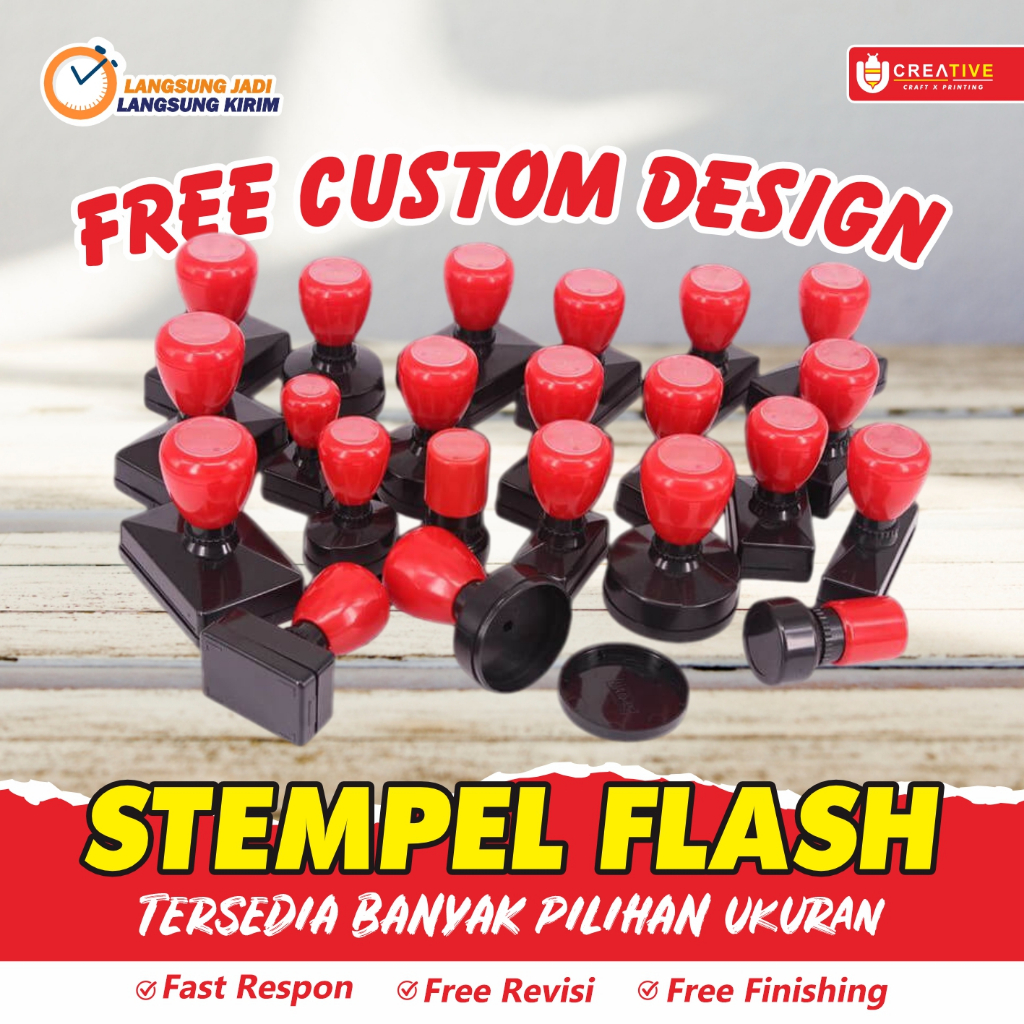 

Stempel Flash / Stempel Otomatis / Cepat / Custom Stempel (Free 1Botol Tinta)