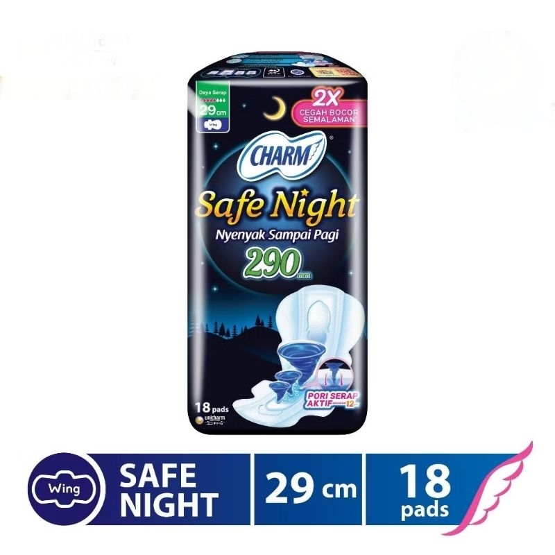 Charm Pembalut Safe Night 29cm