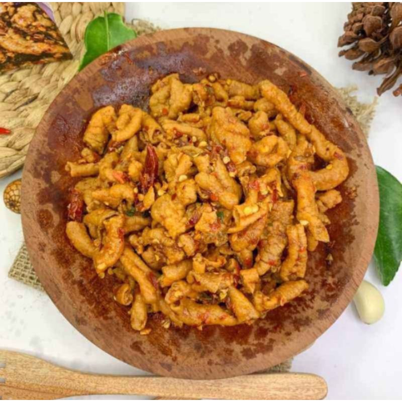 

Keripik usus Ayam Crispy Pedas Daun jeruk 250 gram