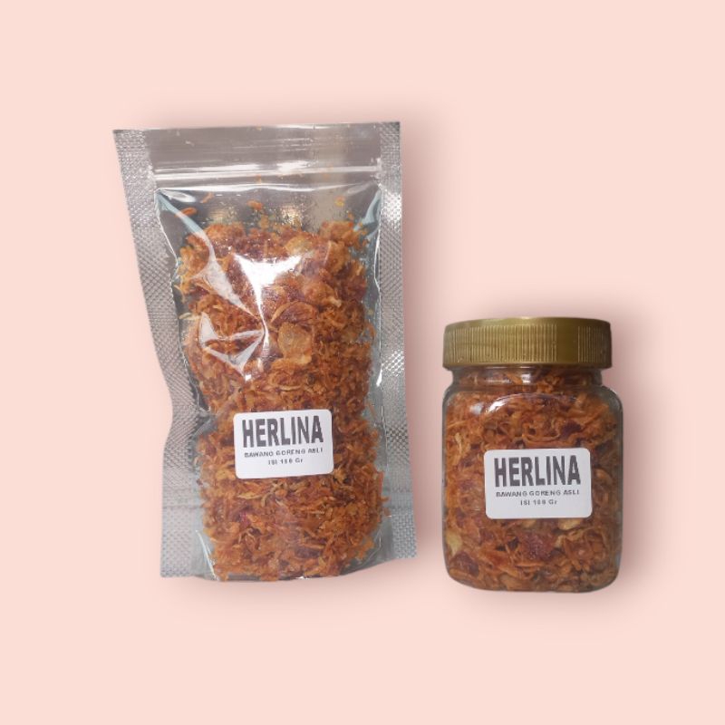 

Bawang Goreng Herlina Original Isi 100 gr Tanpa Campur Packing Standing Pouch
