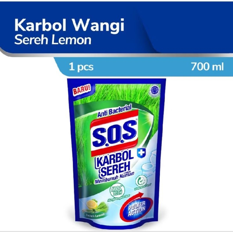 SOS Karbol Sereh Lemon Refill 700ml