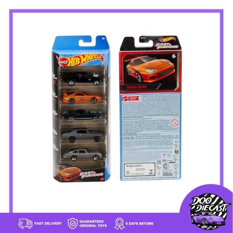 Hot Wheels Gift Pack isi 5 Fast And Furious Toyota Supra Orange