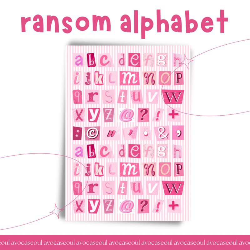 

sticker sheet huruf ransom pink alphabet aesthetic ins korea untuk dekorasi scrapbook, deco pola, journaling, phonecase, headphone, stiker lucu