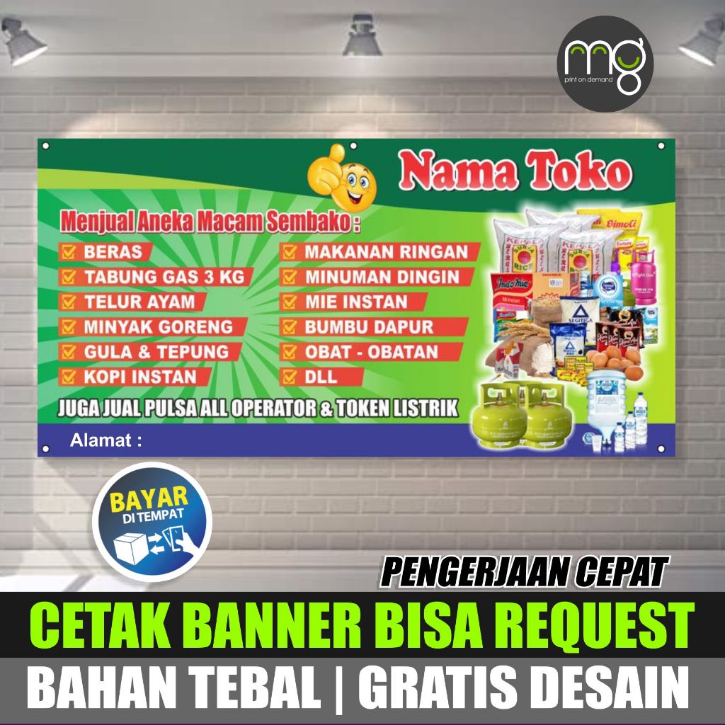 Banner  Warung Sembako - Spanduk Toko Kelontong - benner Toko Jualan Sembako