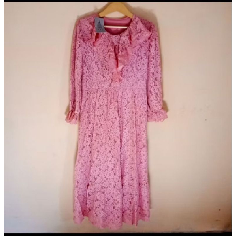 TERMURAH Habiskan Stok Gamis Pesta Dress Brukat VNS ORI free Belt 37