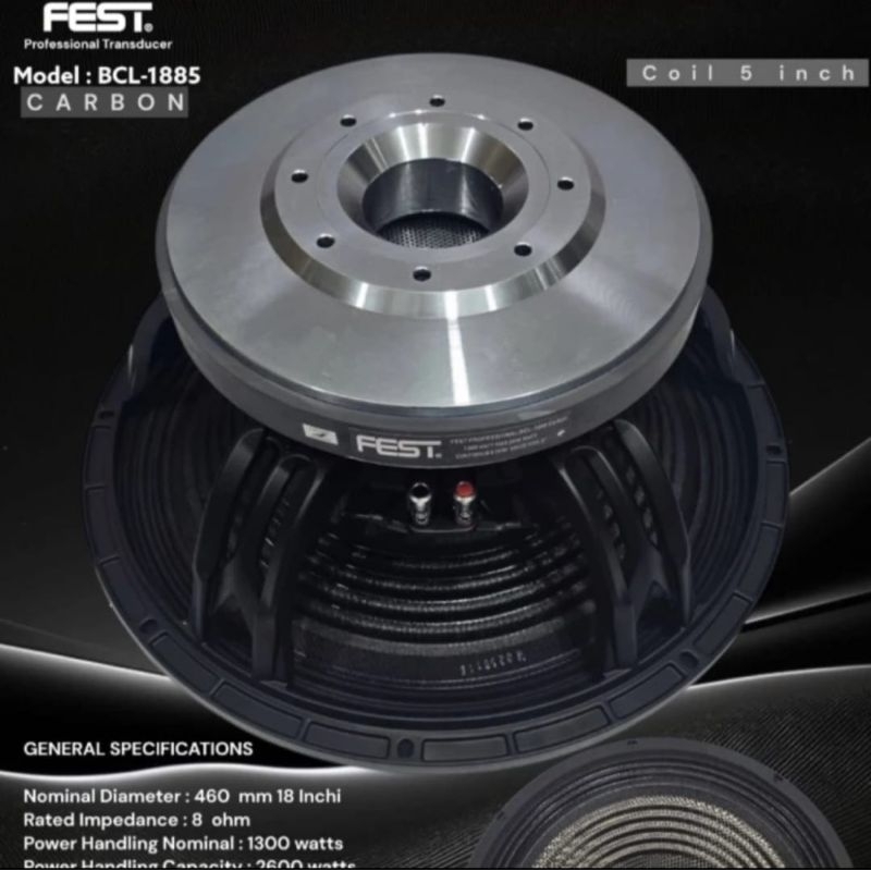 audio Speaker Component Fest BCL 1885 Carbon Original 18 inch FEST BCL-1885 CARBON