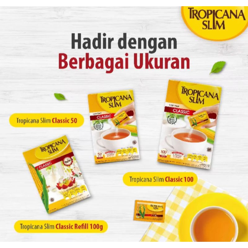

Tropicana Slim Sweetener Classic 50 Sachet - Pemanis untuk Bantu Batasi Gula