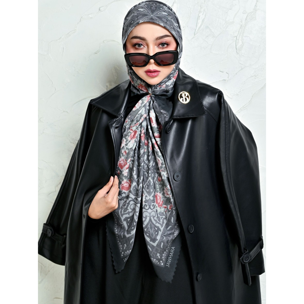 FLOWERS SCARF BLACK JAWHARA SYARI