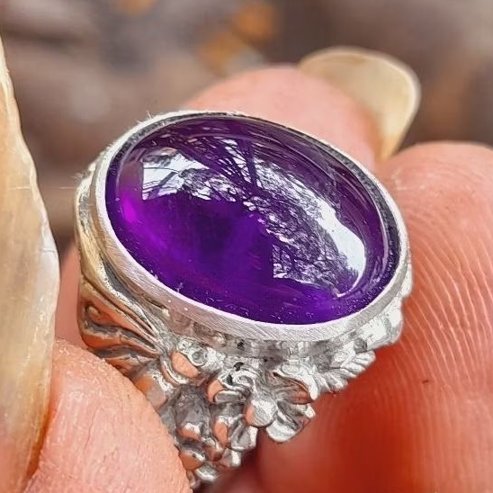 Cincin Batu Akik Permata Kecubung Ungu Asli Murah