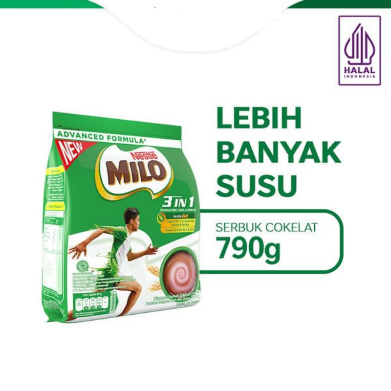 

MILO 3in1 ACTIV-GO Susu Coklat Pouch 790g