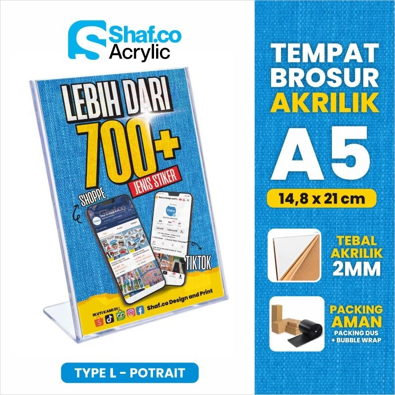 

Akrilik Tent Card Tent Holder Type L Potrait / Tempat Brosur Akrilik A5 2mm / Acrylic Qris Barcode // Akrilik Menu // Akrilik Promo