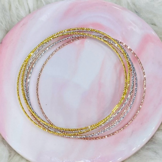 gelang keroncong tipis halur warna warni elegant emas asli kadar 700