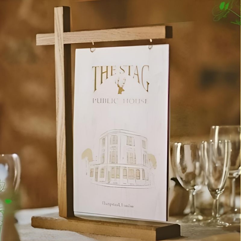 Stand Display Menu Cafe Resto Kayu solid/ Menu Holder / Stand Kalender