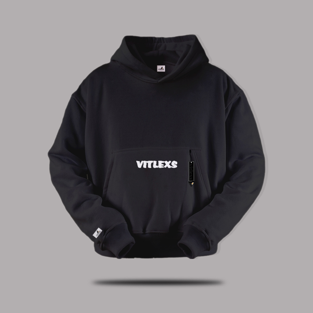 Vitlexs Hoodie Boxy 330 Gsm Hoodie Boxy Polos Bahan Cotton Fleece Tebal 330 Gsm