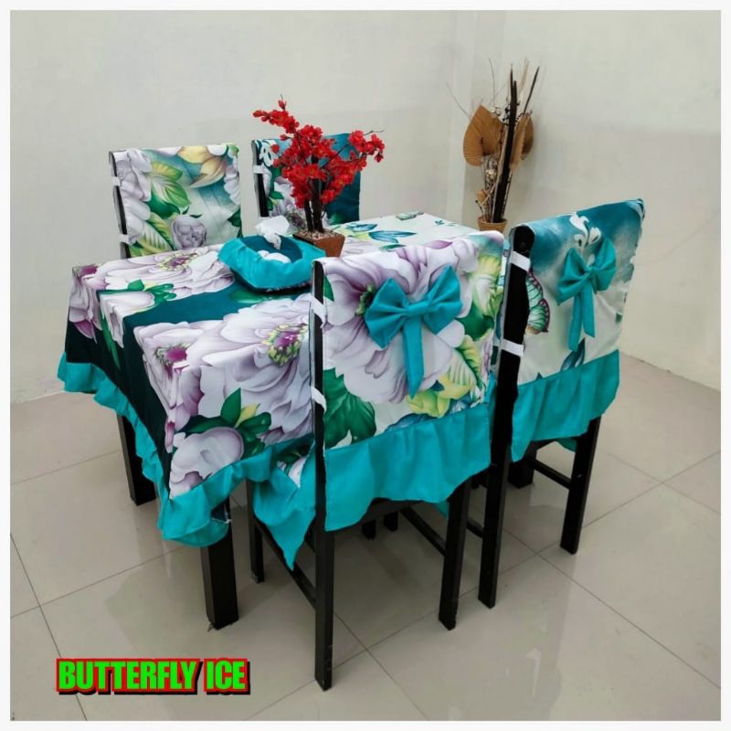 Sarung Kursi 4 set Taplak Meja Makan