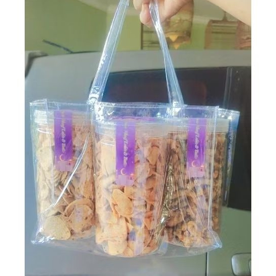 

Hampers Lebaran isi 3 Toples Usus Krispi Basreng Otak² Wadah Toples 1000ml Original Pedas