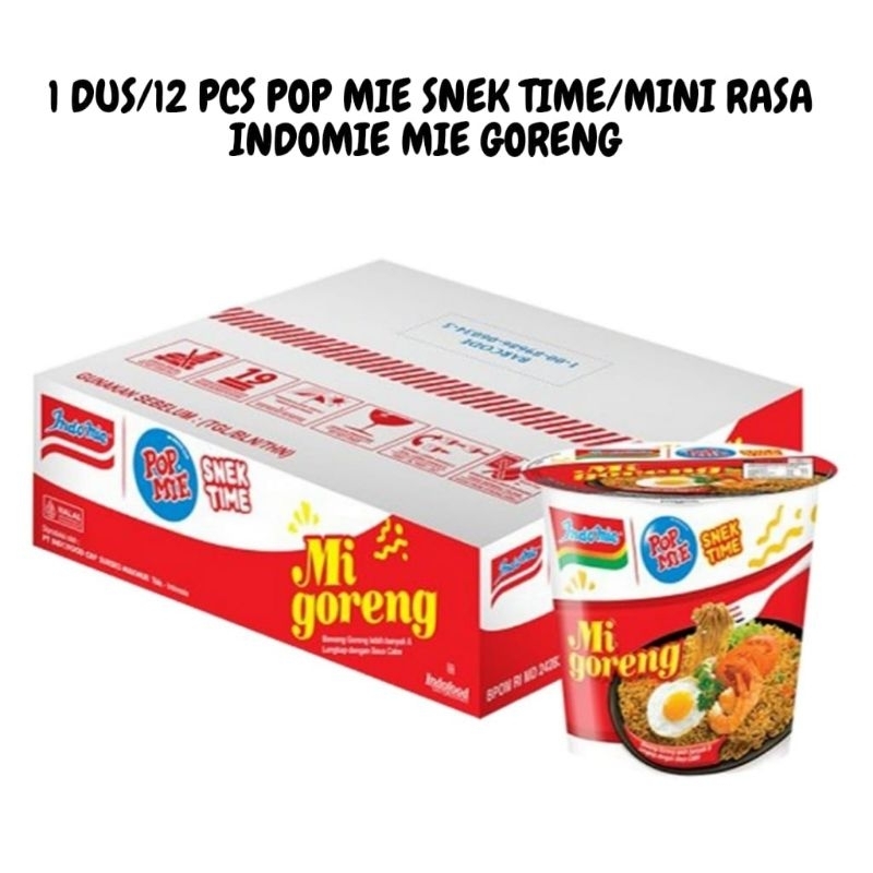 

POP MIE MINI SNEK TIME MIE INSTAN GORENG RASA INDOMIE GORENG ISI 1 DUS/12 PCS KEMASAN CUP 43 GRAM NEW PRODUK BY INDOFOOD TStore