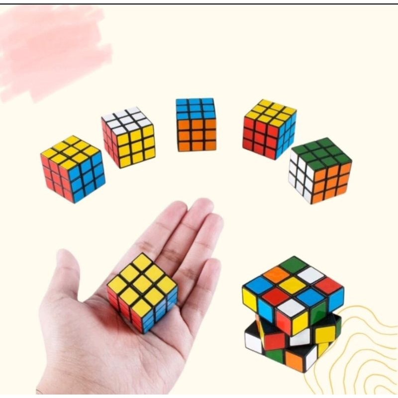Mainan anak edukatif rubick cube mini 3x3 ukuran 3cm rubik kubus kecil murah harga satuan perpcs