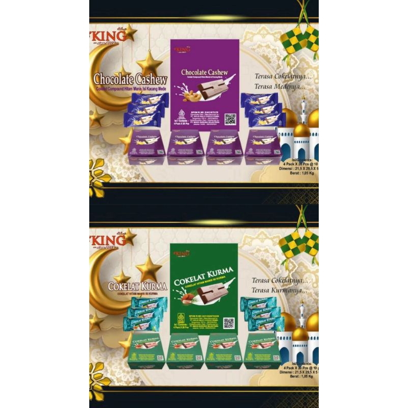 

D'King Coklat Musdalifah Chasew / Kurma / Huzelnut / Kacang Tanah / Almond / Classic