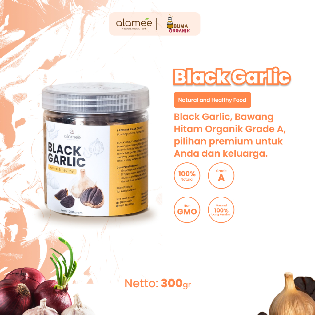 

Bawang Hitam Black Garlic Herbal Premium 300gr Tunggal Lanang Alami Natural Bawang Hitam Premium 300Gram