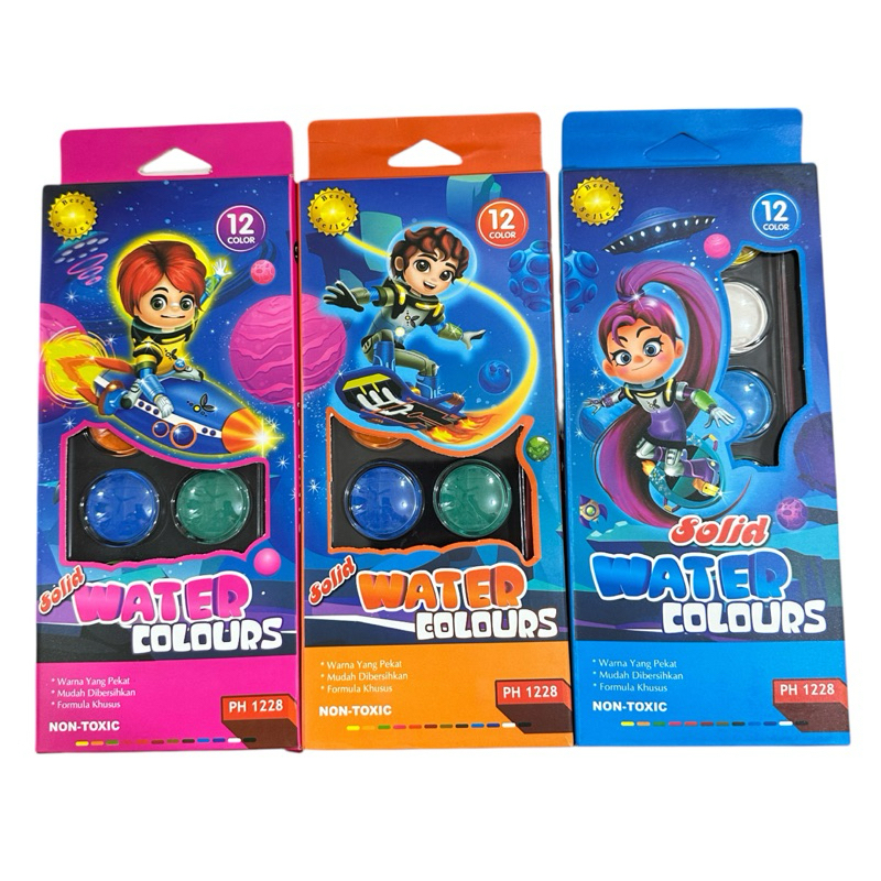 

[ 1 KOTAK ] SOLID WATER COLOUR PHILOS 12 WARNA