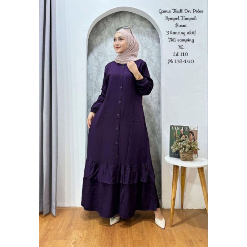 gamis twill full kancing polos,gamis twill premium rempel bawah polos,gamis twill polos