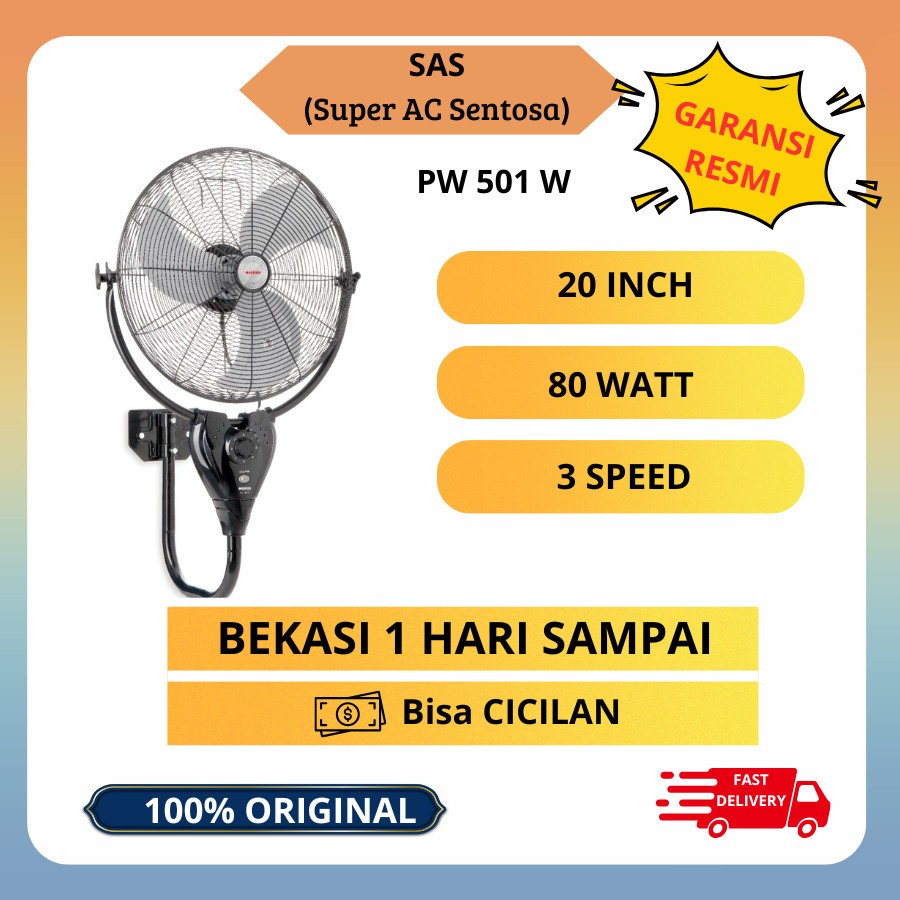 Maspion PW-501 W Wall Fan Besi Kipas Angin Dinding Tembok PW-501W (20 Inch) Garansi Resmi PW 501 W