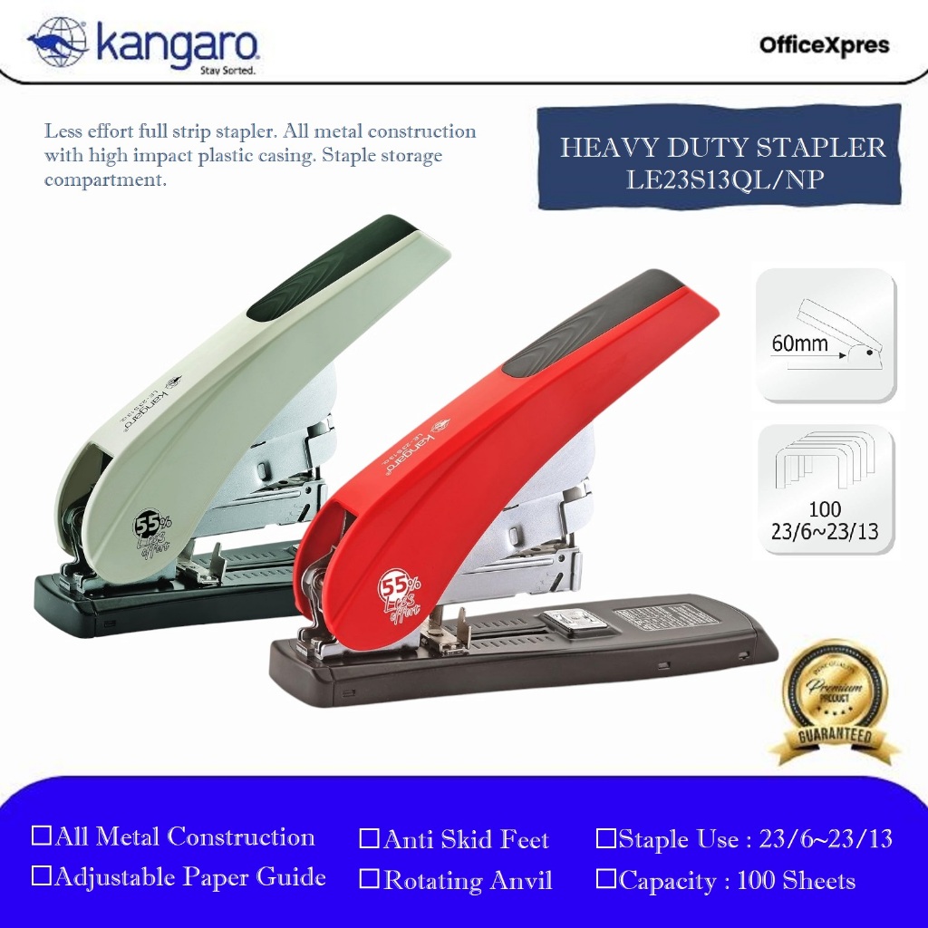 

Stapler Jilid LE-23S13QL / Alat Staples Jilid LE 23S13 QL / Hekter Jilid Besar / Heavy Duty Stapler LE 23S13QL KANGARO