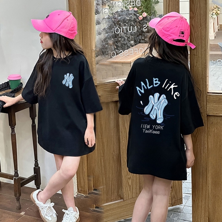 Kaos anak|cewek 10 tahun import|2-12 Tahun|kaos Cetakan MLB like  yang lucu|Cetakan gaya Korea|korea