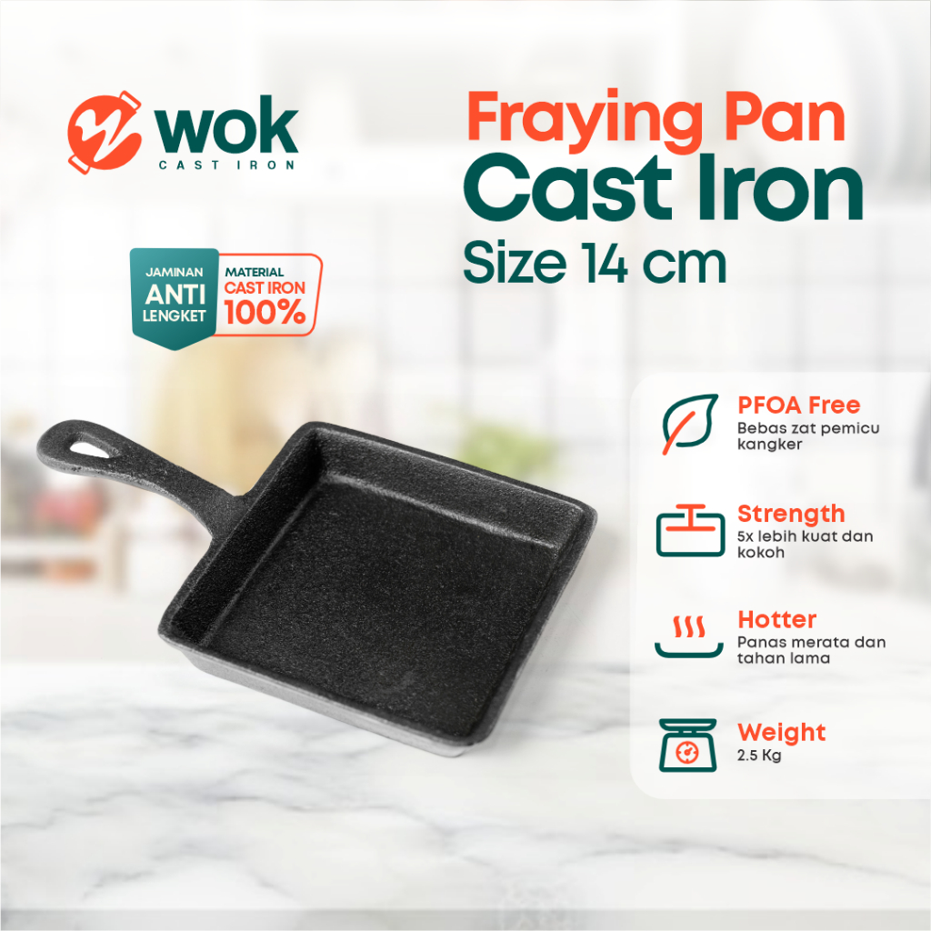 Frying Pan Kotak Cast Iron 14cm / Japanese Premium Toast / Sandwich / Omelette Egg