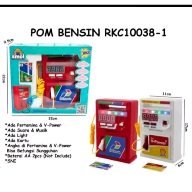 Mainan anak edukatif simulasi pom bensin SPBU Pertamina mini lucu bisa nyala lampu dan musik lucu mu
