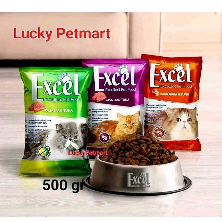 LUCKY - EXCEL Excellent Cat Food Makanan Kucing Kering Series 500 gr - Dry Food Pelet Kucing Excel A