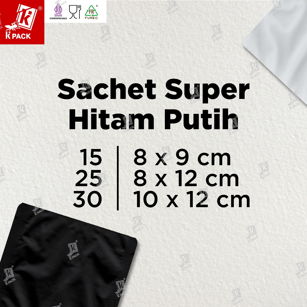 KPACK Sachet Super Hitam Putih kemasan kopi alumunium foil