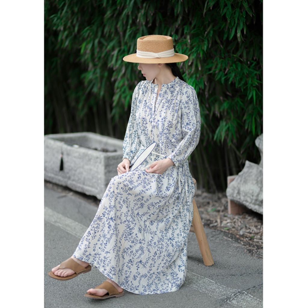 Dress Panjang Wanita Floral Dress Bohemian Dress Flowy Dress Pantai Anandayu Dark Grey Bohemian Dres