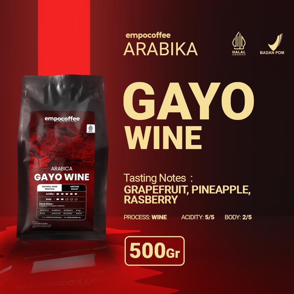 

Kopi Arabika Gayo Wine Aceh Sumatra Arabica Coffee Roasted Beans 500gr