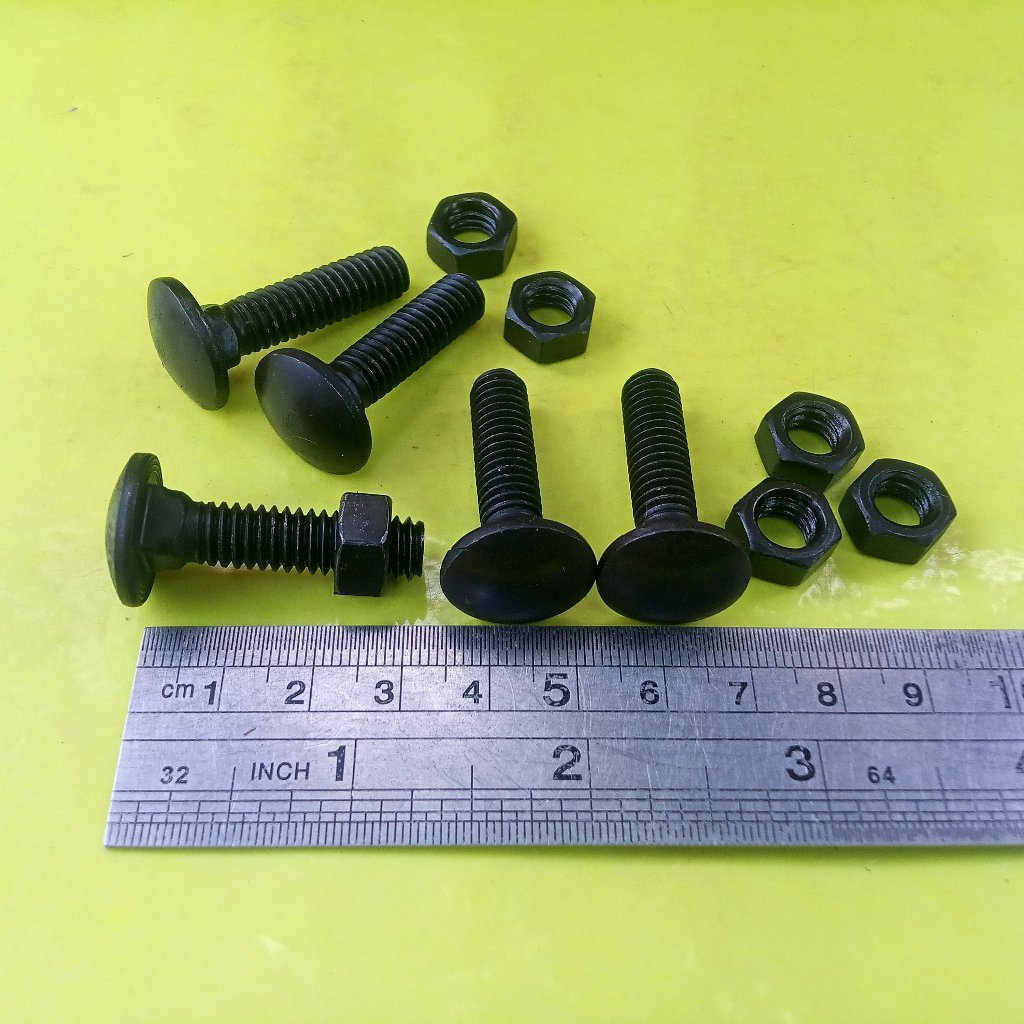 BAUT MUR CB 3/8 x 1 1/4" INCHI / BAUT M10 PANJANG 3CM / BAUT 14  KUNCI 14 HITAM BAUT PAYUNG BUMPER C