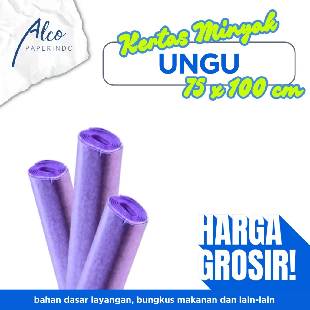

(1 PAK 500 LBR) Kertas Minyak Wajik Pilus Ungu 75 x 100 cm