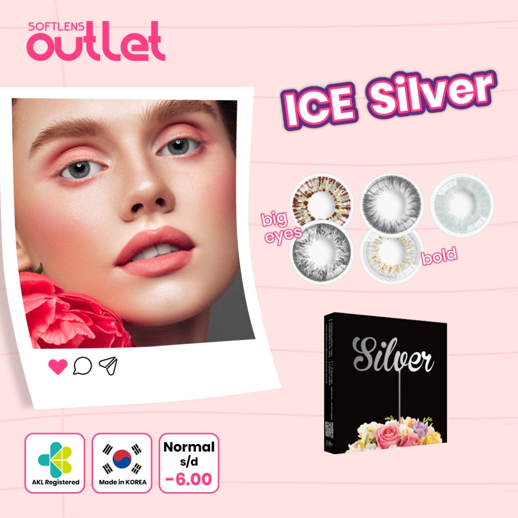 ICE Silver Softlens Grey | Cloudy Grey | Light Grey | Icy Grey | Ash Grey By Exoticon - Softlens Out