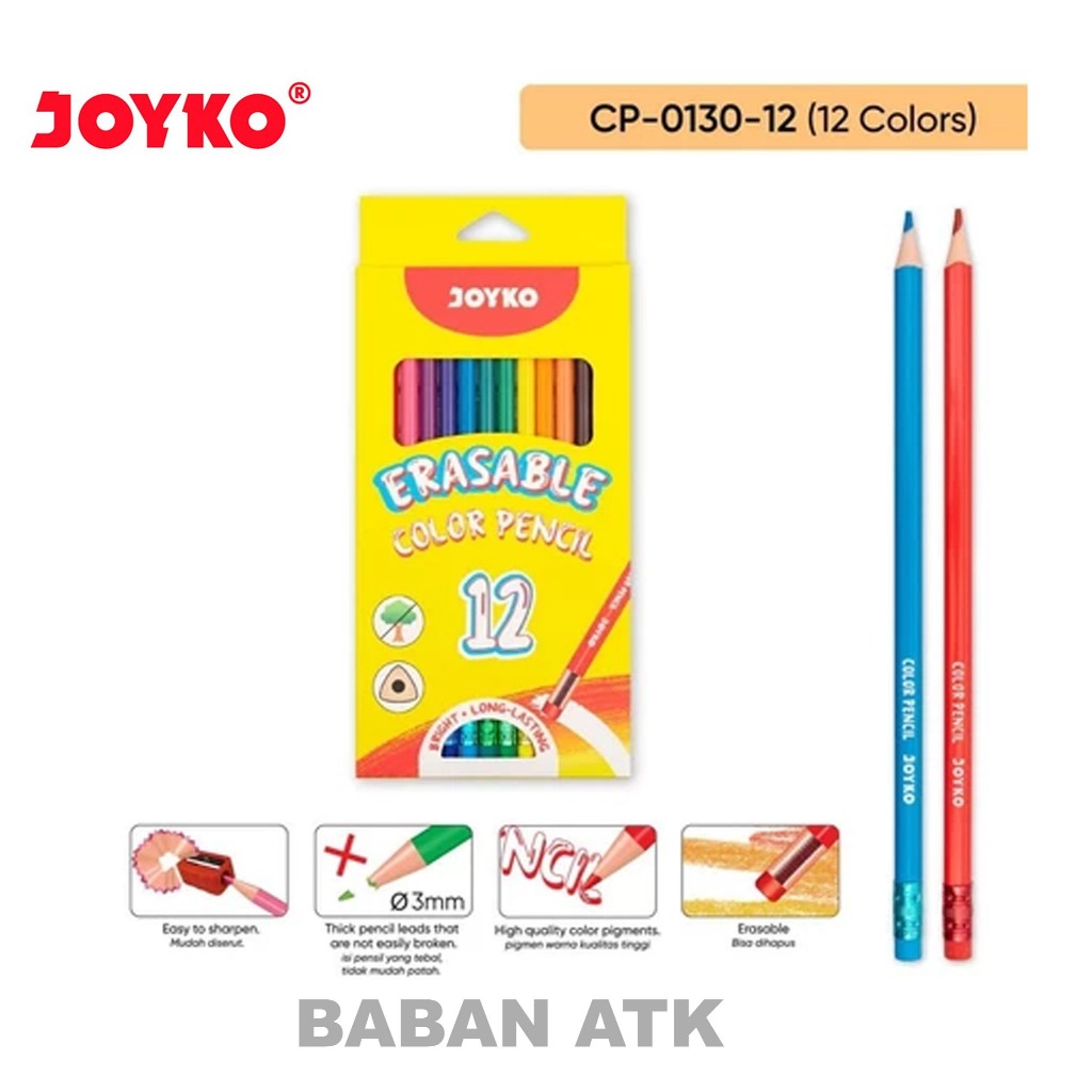 Erasable Color Pencil Pensil Warna Dapat Dihapus Joyko CP-0130 -12