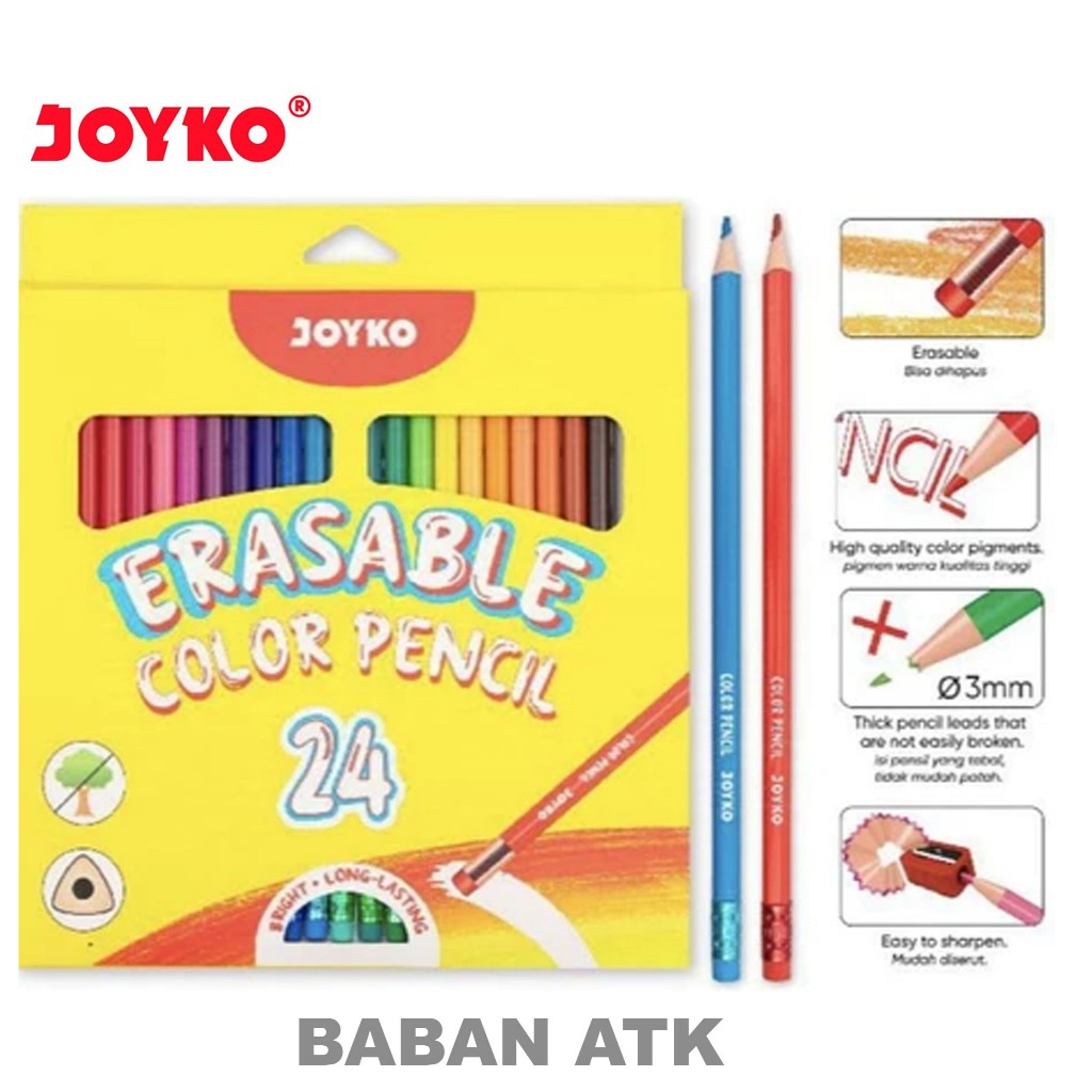 Erasable Color Pencil Pensil Warna Dapat Dihapus Joyko CP-0130-24