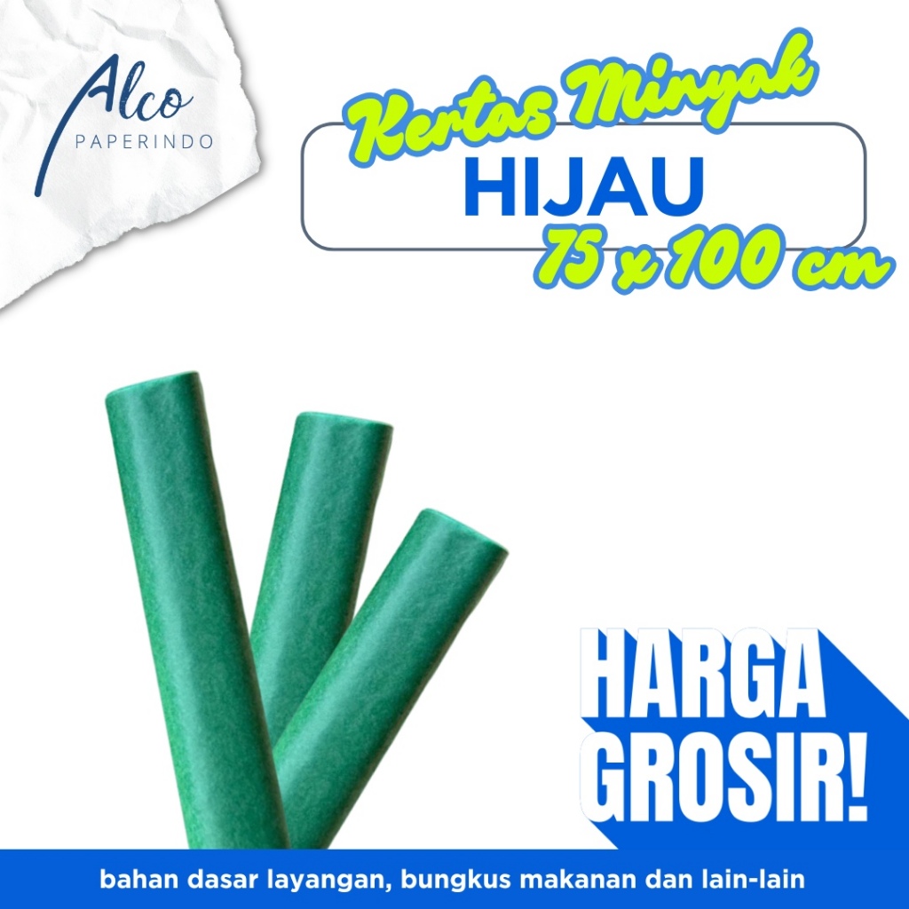 

(1 PAK 500 LBR) Kertas Minyak Wajik Pilus Hijau 75 x 100 cm (MINIMAL 500 LEMBAR)