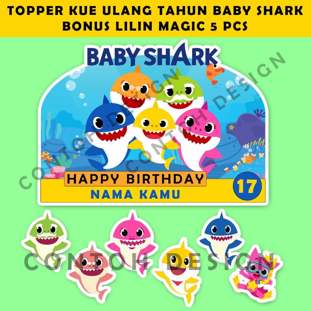 

Topper Kue Ulang Tahun Baby Shark Free 5 Lilin | Dekorasi Kue Ulang Tahun Anak Baby Shark Custom