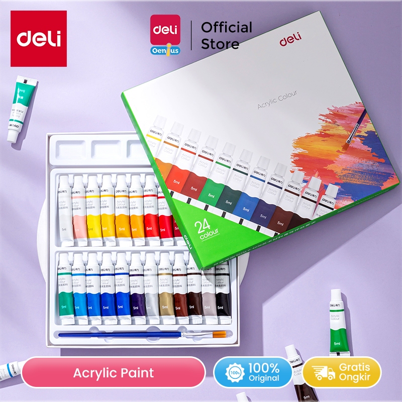 

Deli Acrylic Paint / Cat Akrilik Anak 24/36 Warna Dapat Ditulis di Kain Tanah Liat 73912 73915