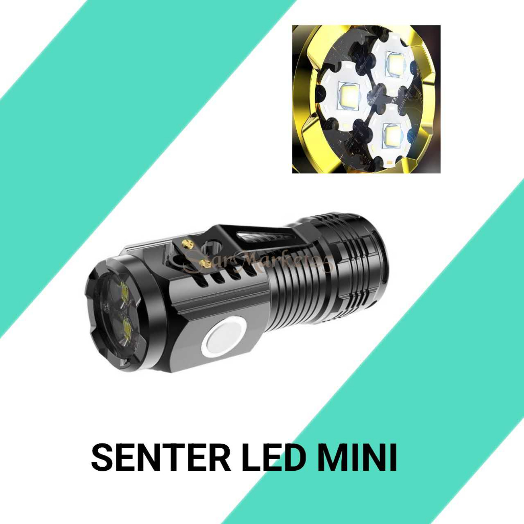 Senter 3 LED Mini Super Terang dan Jauh - Senter Mini - Senter Super Bright LED