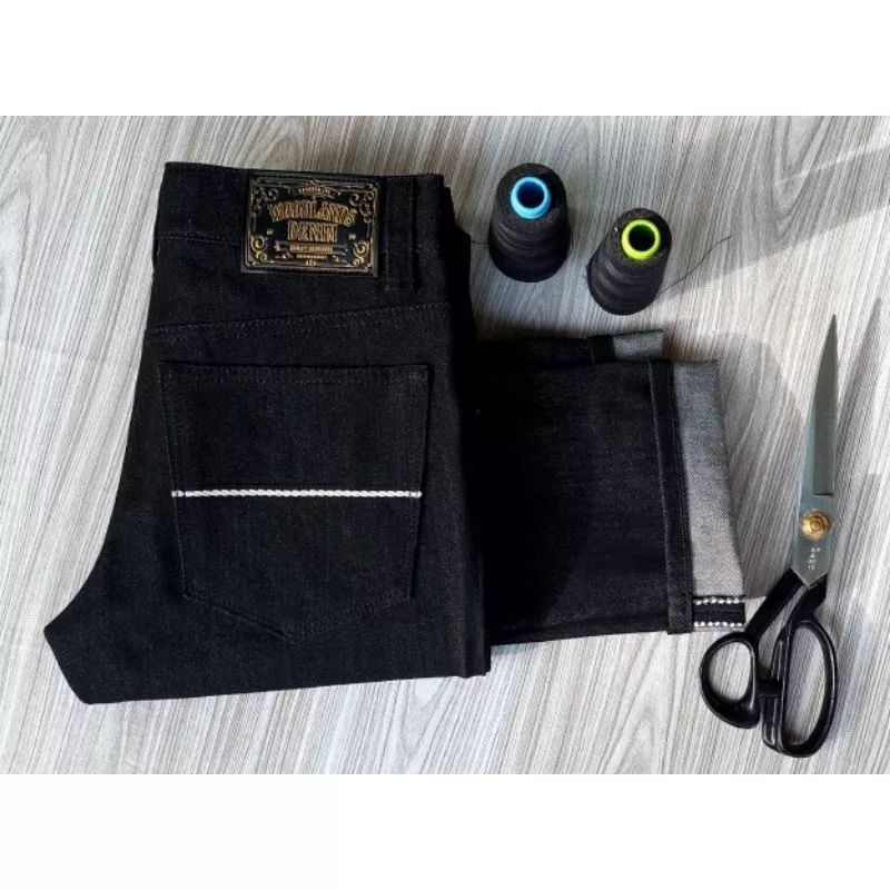 Celana Denim Black, acent selvedg promo Ramadhan