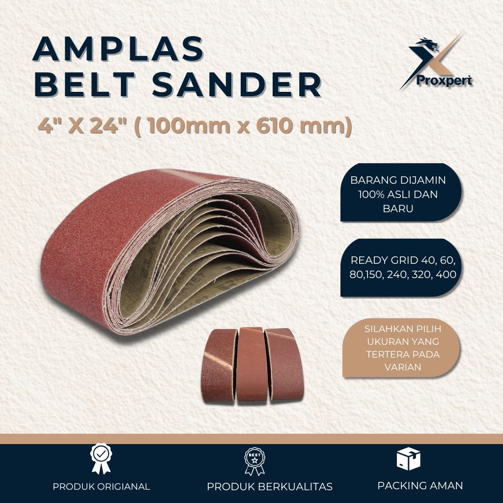 ProXpert Amplas Belt Sander 100x610mm Amplas Sabuk 4x24" Grit 40#60#80#100#120#150#240#320#400
