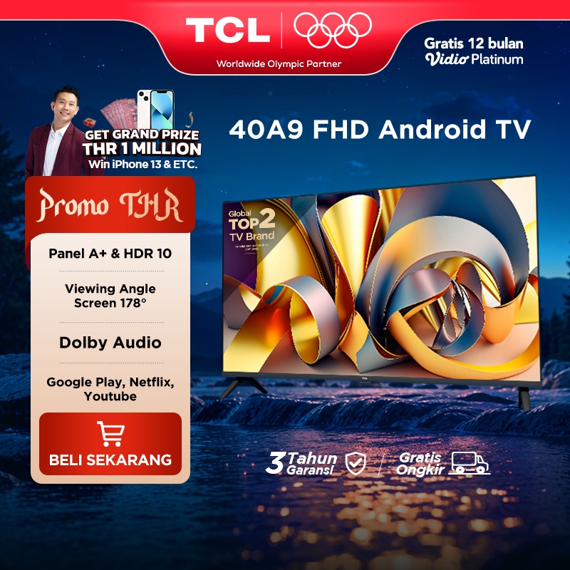 [FHD Google Assist] TCL 40 Inch Smart Android TV - Dolby Audio - Google Play/Netflix/Youtube - Wifi/