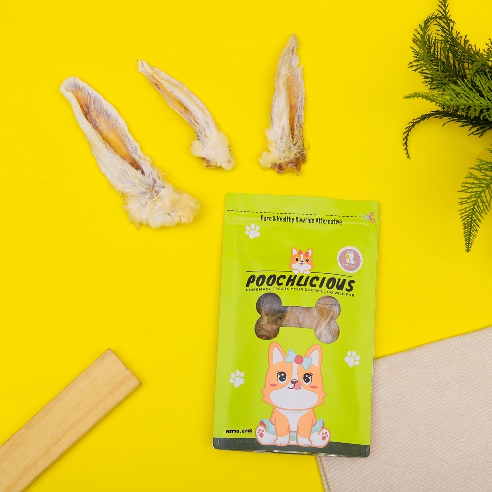 Poochlicious Rabbit Ear / Kuping Kelinci / Cemilan Gigitan / Dog Snack / Cemilan Anjing / Snack Anji