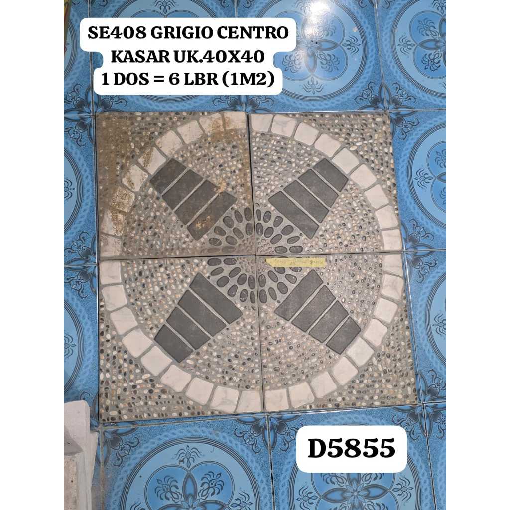 SE408 GRIGIO KASAR MOTIF BATU UK.40X40 LANTAI TERAS CARPORT GARASI CENTRO KERAMIK