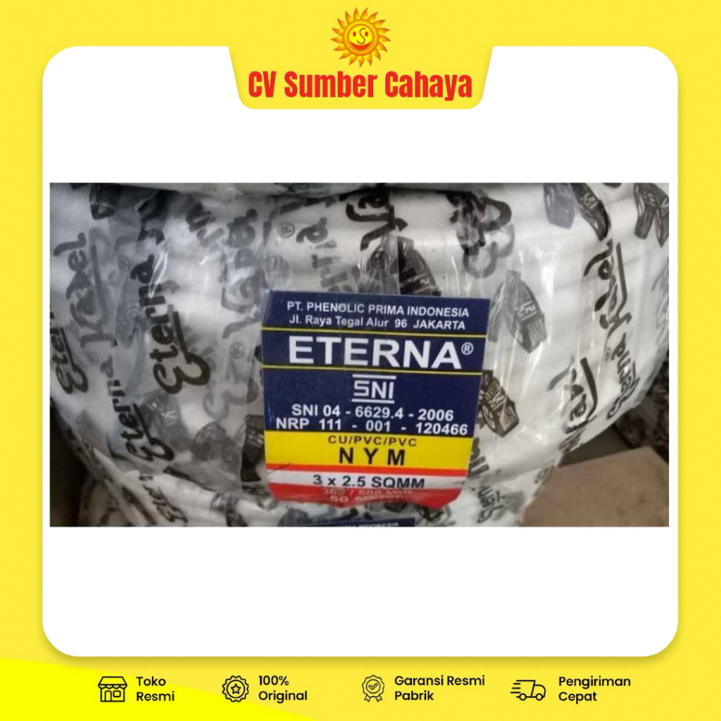 KABEL ETERNA NYM 3x2,5 / KABEL LISTRIK ETERNA NYM 3x2.5 |PER ROLL 50 M